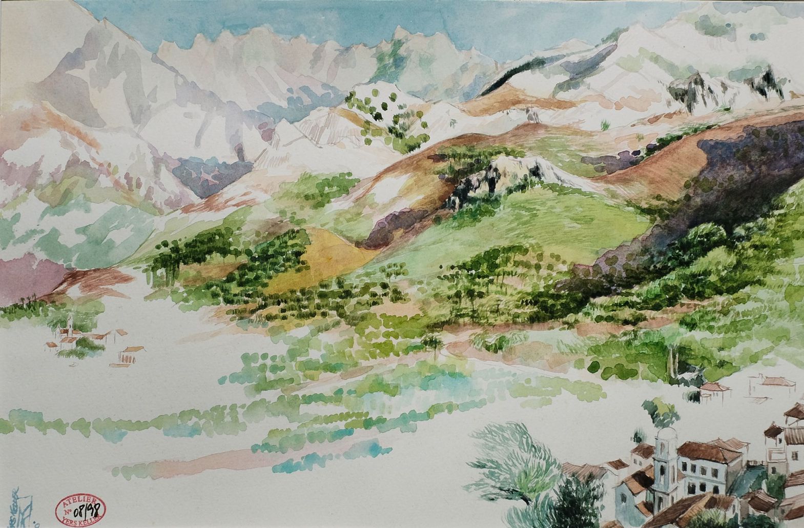 Moncale, Haute-Corse Moncale, Haute-Corse, Aquarelle, Yers Keller